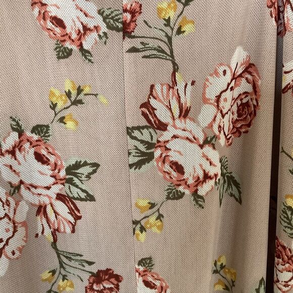 No Comment Womens Slip Style Dress L Blush Taupe Floral Midi Feminine Whimsy - Picture 10 of 10